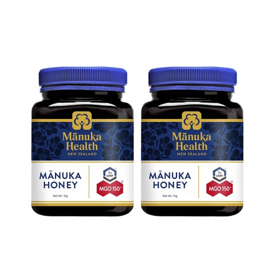 【因天气原因液体侧漏无法理赔】【2瓶装】Manuka Health 蜜纽康 MGO150+（UMF7+） 麦卢卡蜂蜜1kg  2瓶装 保质期2026.4