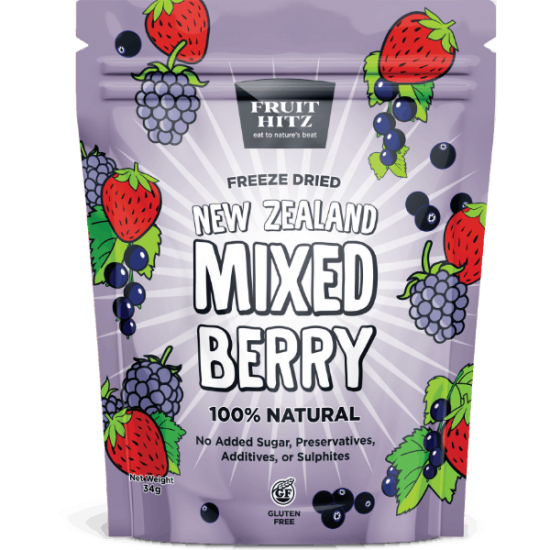 Fruit Hitz Freeze Dried New Zealand Mixed Berry 34g 新西兰混合浆果冻干（博伊森莓/蓝莓/草莓/黑加仑） 儿童零食 保质期2026.6