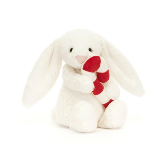 Jellycat Bashful Bunny with Candy Cane 害羞怀抱拐杖糖邦尼兔  H18X W9 CM