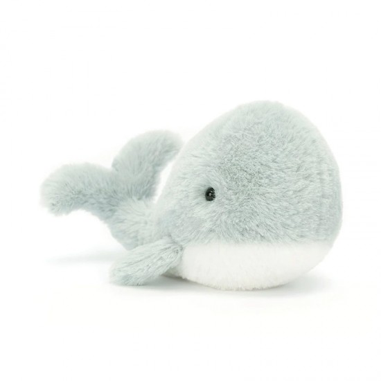 Jellycat Wavelly Whale Grey 迷你韦弗利鲸鱼玩偶 灰色 尺寸：H8 X W13 CM