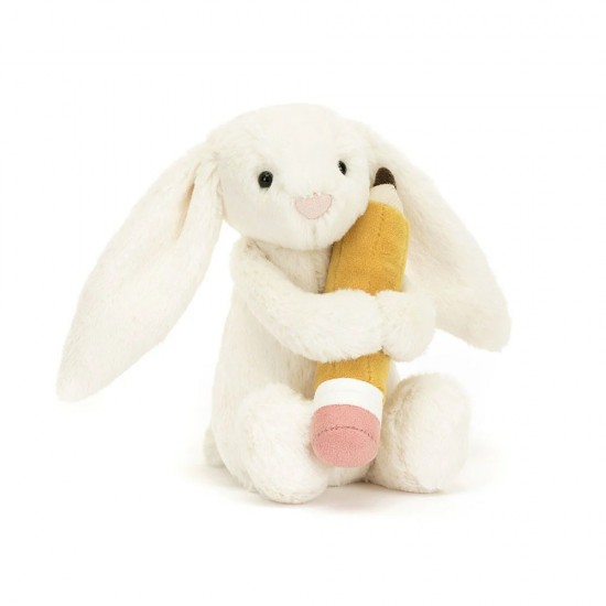 Jellycat Bashful Bunny with Pencil 害羞怀抱铅笔邦尼兔 18cm x 9cm x 8cm