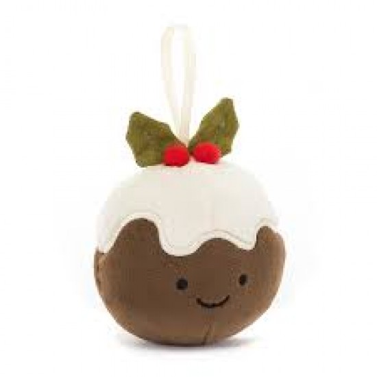 Jellycat Festive Folly Christmas Pudding 欢乐节庆圣诞补丁玩偶挂件 13cm x 7cm x 5cm