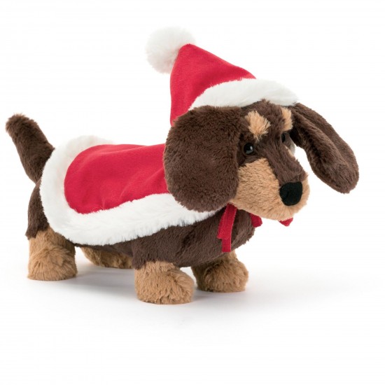 Jellycat Winter Warmer Otto Sausage Dog 圣诞奥托腊肠犬玩偶 尺寸：19x7x15cm