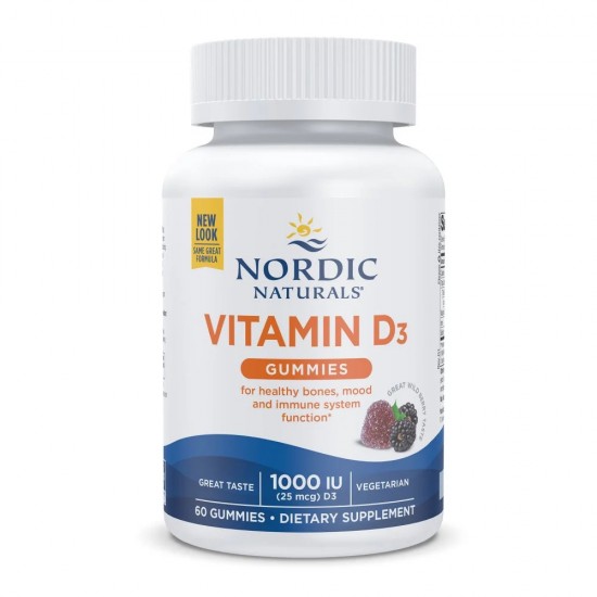 【买一送一】【保质期2024.11】Nordic Naturals Zero Sugar Vitamin D3 Gummies 60s 挪威小鱼成人无糖维生素D3软糖 1000IU  60粒